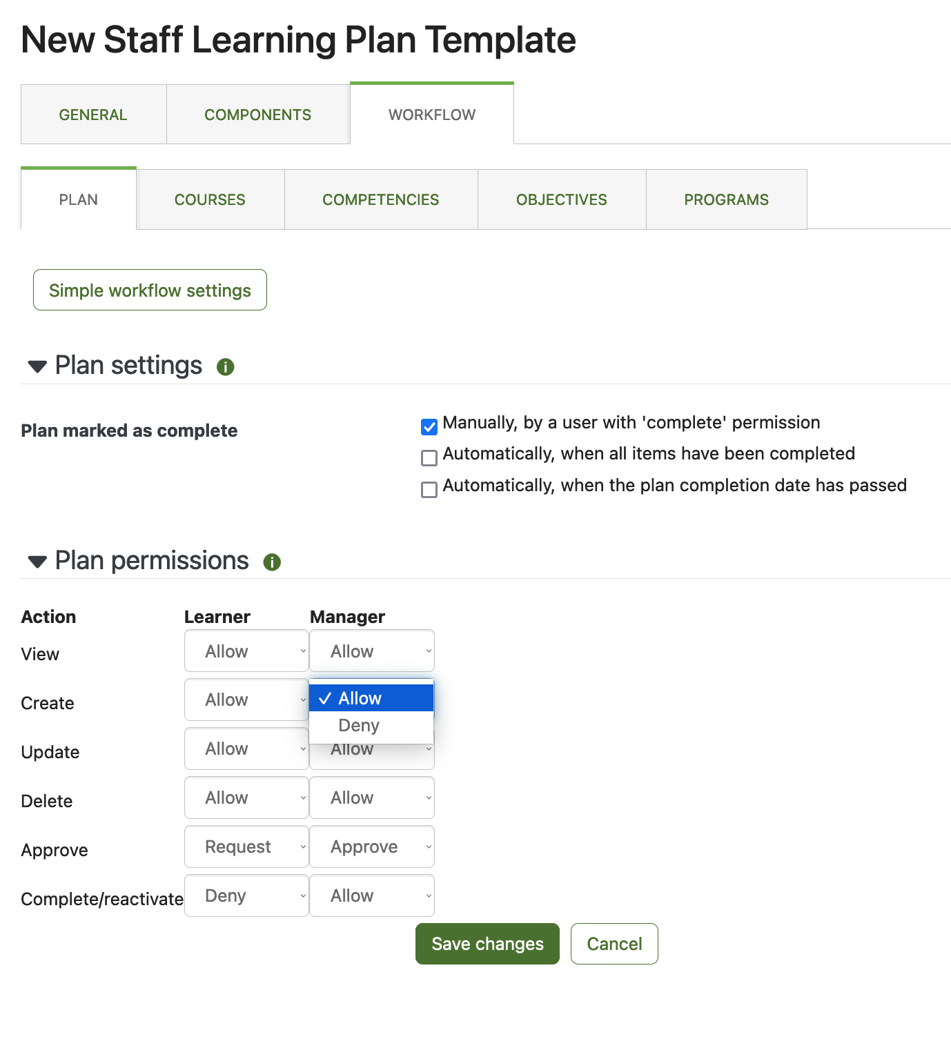 Learning plan permissions 2